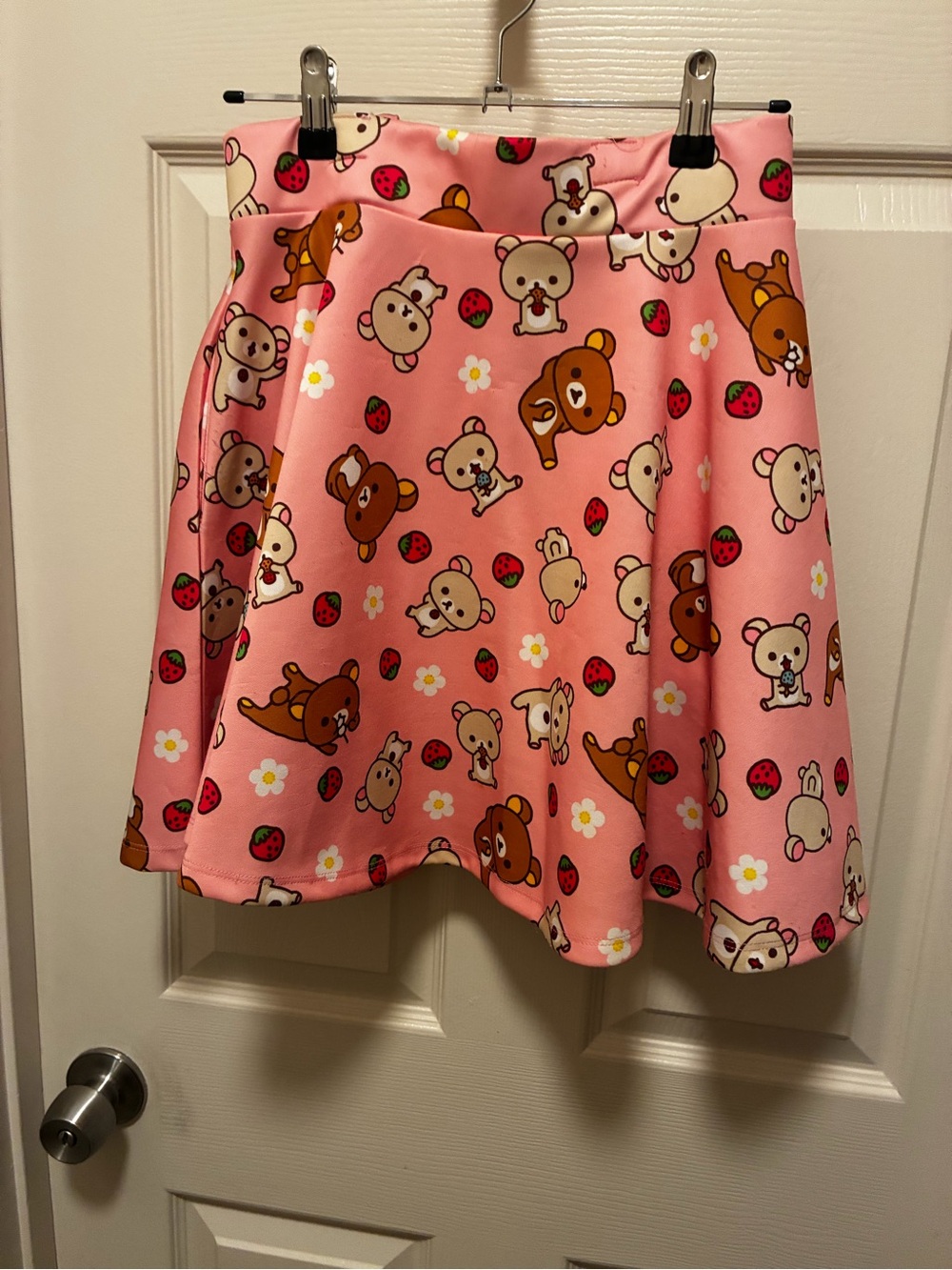 Pink Sanrio Strawberry Print Skater Skirt